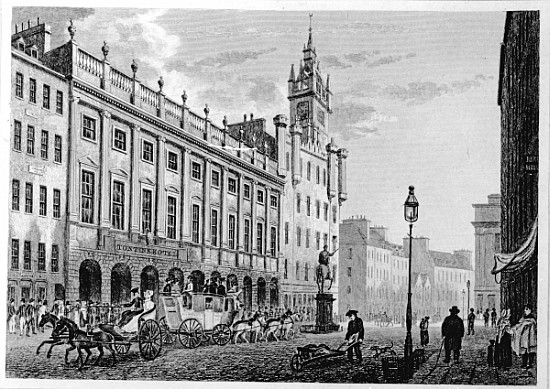 View of The Town Hall, Exchange, Glasgow; engraved by Joseph Swan de (after) John Knox