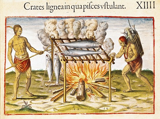 Cooking Fish, from ''Admiranda Narratio...''; engraved by Theodore de Bry (1528-98) 1585-88 de (after) John White