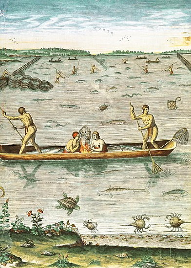 How the Indians Catch their Fish, from ''Admiranda Narratio...''; engraved by Theodore de Bry (1528- de (after) John White