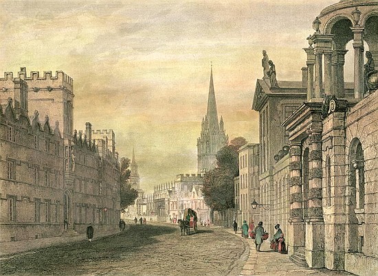 The High Street, Oxford; engraved by G. Hollis de (after) John Skinner Prout