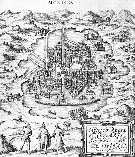 Map of Mexico, illustration from ''Civitates Orbis Terrarum'' Georg Braun (1541-1622) and Frans Hoge de (after) Joris Hoefnagel