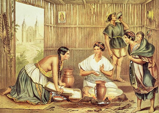 Indians Preparing Tortillas, from ''An Album of the Mexican Republic'' de (after) Julio Michaud