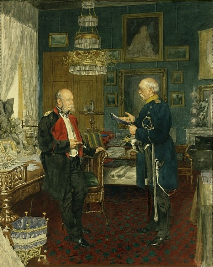 Bismarck with Emperor Wilhelm I in a room in the Unter den Linden palace, Berlin de (after) Konrad Siemenroth