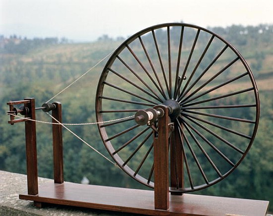 Model of a spinning machine from one of Leonardo''s drawings de (after) Leonardo da Vinci