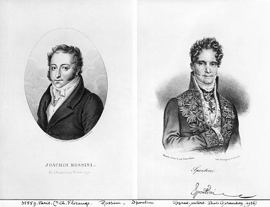 Gioacchino Rossini (1792-1868) and Gaspare Spontini (1774-1851) ; engraved by Ambroise Tardieu (1788 de (after) Leopold Beyer