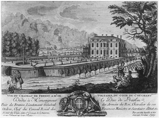 Voltaire''s house in Ferney, west side; engraved by Francois, Maria, Isidore Queverdo (1748-97) de (after) Louis Signy