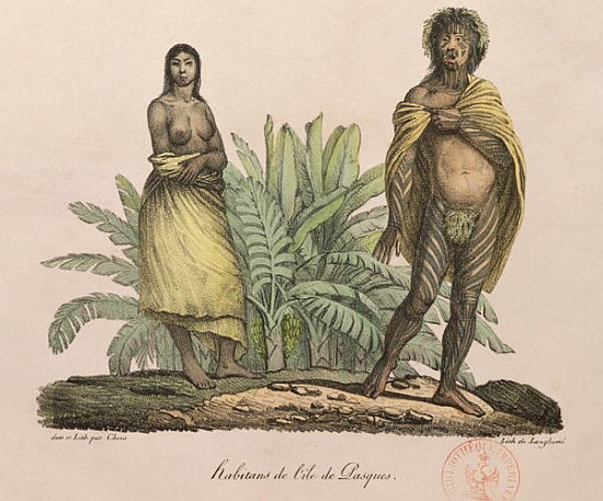 Inhabitants of Easter Island, from ''Voyage Pittoresque Autour du Monde''; engraved by G. Langlume de (after) Ludwig (Louis) Choris