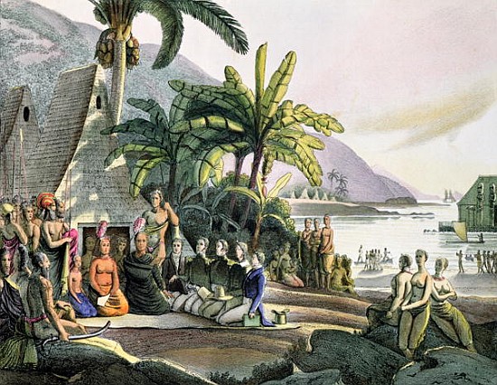 Meeting between the Expedition Party of Otto von Kotzebue (1788-1846) and King Kamehameha I (1740/52 de (after) Ludwig (Louis) Choris