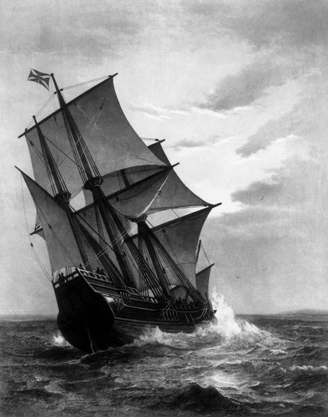 The Mayflower; engraved by and pub. John A. Lowell, Boston de (after) Marshall Johnson