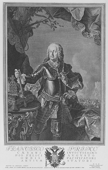 Francis I, Holy Roman Emperor; engraved by Philipp Andreas Kilian de (after) Martin II Mytens or Meytens