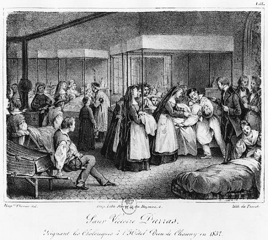Sister Victoire Darras tending the cholera victims at the Hotel-Dieu of Chauny de (after) Napoleon Thomas