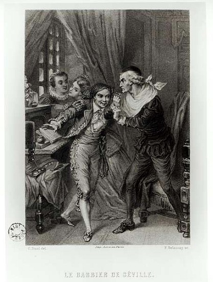 Figaro, illustration from Act III Scene 12 of ''The Barber of Seville'' Pierre Augustin Caron de Bea de (after) Pierre Gustave Eugene (Gustave) Staal