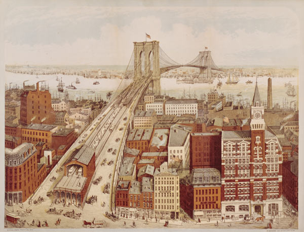Brooklyn Bridge, c.1883 de (after) R. Schwarz