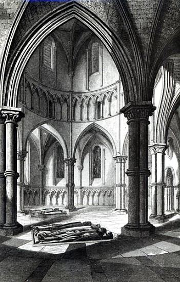 Interior of the Temple Church showing the effigies of the Knights9b/w photo) de (after) R.W. Billings