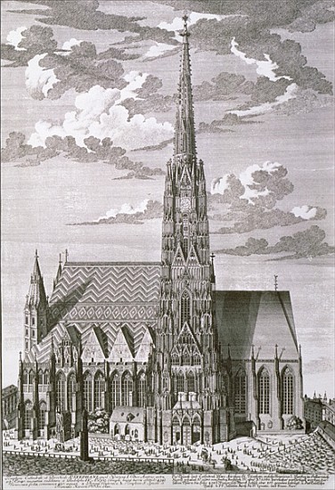 View of St. Stephan''s Cathedral, Vienna ; engraved by George-Daniel Heumann (1691-1759) de (after) Salomon Kleiner