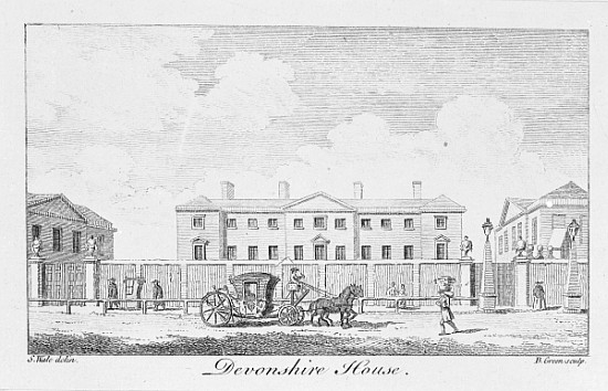 Devonshire House; engraved by Benjamin Green de (after) Samuel Wale