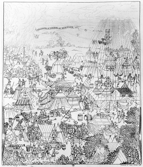 The Encampment of King Henry VIII at Marquison, July 1544, etched James Basire de (after) Samuel Hieronymous Grimm