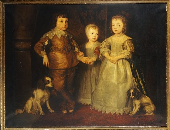 Group portrait of the children of King Charles I, full length de (after) Sir Anthony van Dyck
