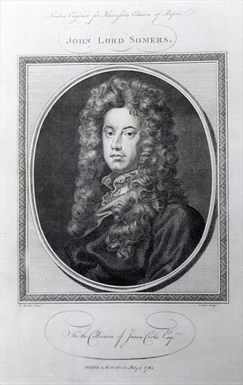 John, Lord Somers; engraved by John Golder de (after) Sir Godfrey Kneller