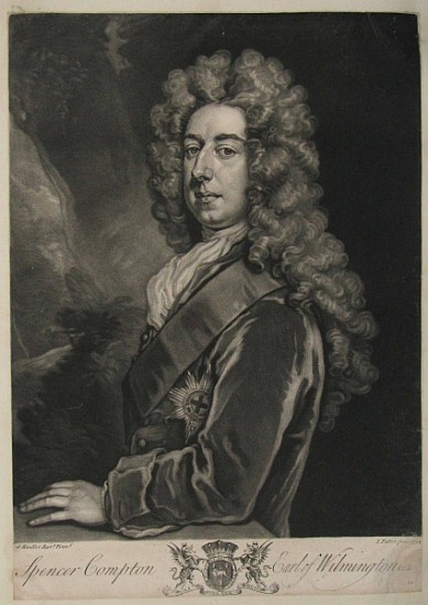 Spencer Compton, Earl of Wilmington, print John Faber de (after) Sir Godfrey Kneller