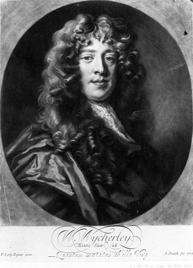 William Wycherley; engraved by John Smith de (after) Sir Peter Lely