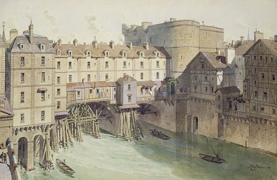 View of Petit Chatelet and the Petit Pont in 1717, illustration from ''Paris Through The Ages'' ; en de (after) Theodor Josef Hubert Hoffbauer