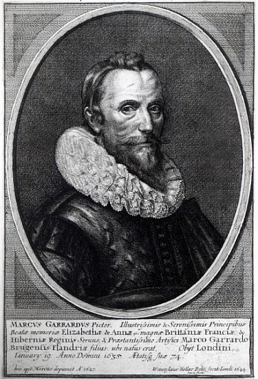 Self Portrait; engraved by Wenceslaus Hollar de (after) the Younger Gheeraerts Marcus