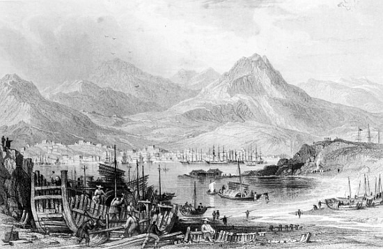 Hong-Kong from Kow-loon; engraved by Samuel Fisher de (after) Thomas Allom