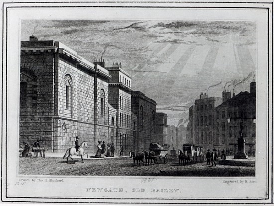 Newgate prison and the Old Bailey; engraved by Robert Acon de (after) Thomas Hosmer Shepherd