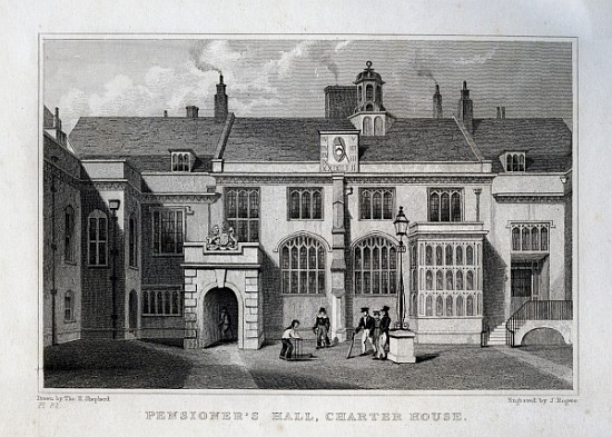 Pensioner''s Hall, Charter House; engraved by John Rogers de (after) Thomas Hosmer Shepherd