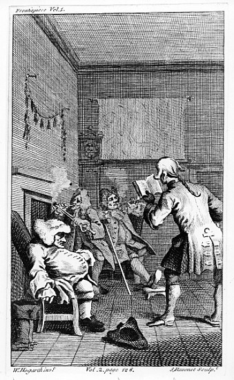 Corporal Trim reading a sermon, frontispiece to ''The Life and Opinions of Tristram Shandy, Gentlema de (after) William Hogarth