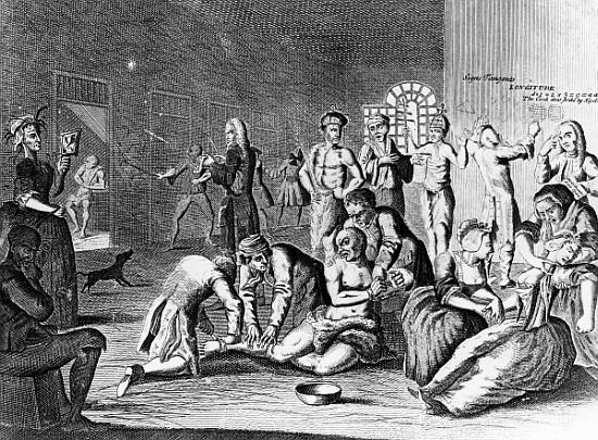 Scene in a Madhouse, from A Rake''s Progress de (after) William Hogarth