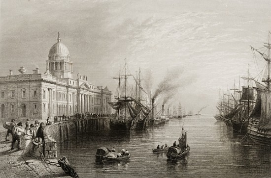 The Custom House, Dublin, from ''Scenery and Antiquities of Ireland'' de (after) William Henry Bartlett