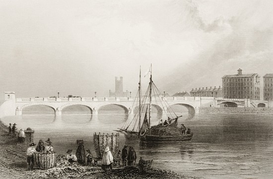 Wellesley Bridge, Limerick, Ireland, from ''Scenery and Antiquities of Ireland'' de (after) William Henry Bartlett