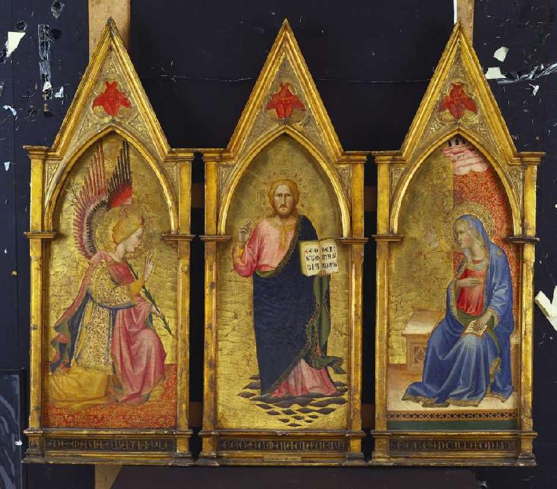 Christus, der Erlöser, der Erzengel Gabriel and die Jungfrau Maria. de Agnolo/Angelo di Gaddi
