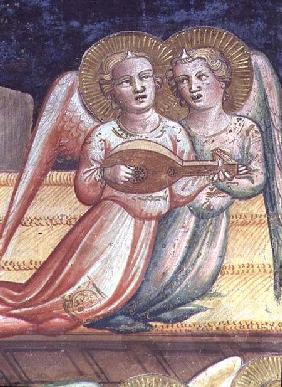 Two Musical Angels, a detail from The Life of the Virgin and the Sacred Girdle, from the Chapel of t