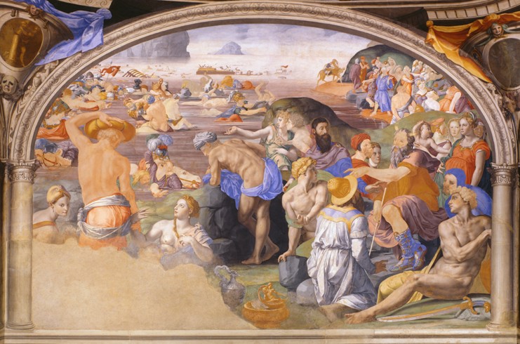 The Israelites crossing of the Red Sea de Agnolo Bronzino