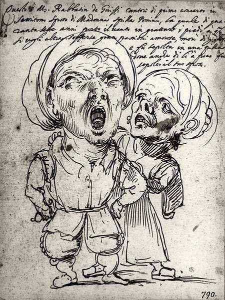 Caricature of Rabbatin de Griffi and his wife Spilla Pomina  (photo) de Agostino Carracci