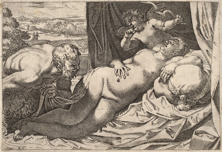 Satyr and Nymph de Agostino Carracci