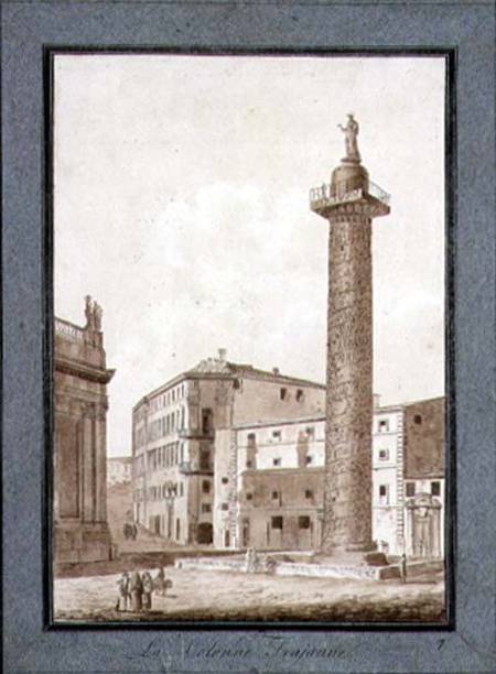Trajan's Column, Rome  & ink and sepia wash on de Agostino Tofanelli