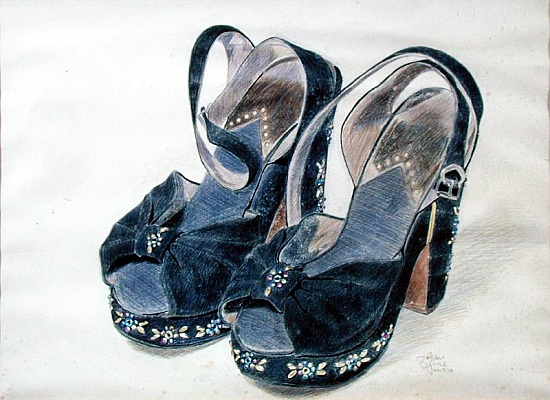 Black Suede Shoes with Beads de Alan  Byrne