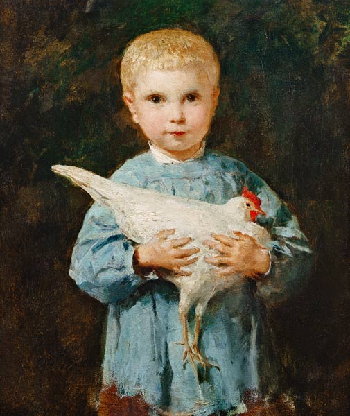 Maurice Anker with chicken de Albert Anker