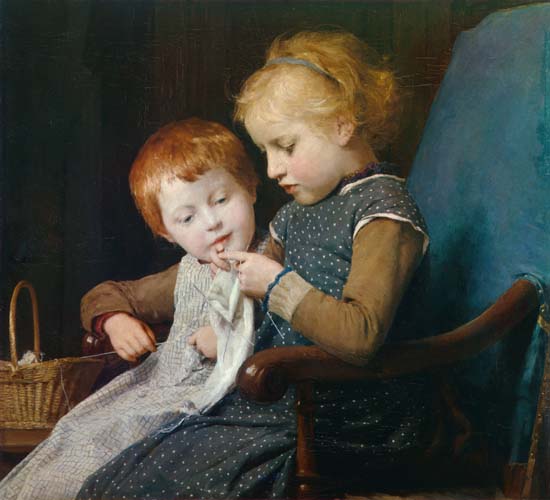 The little knitters de Albert Anker