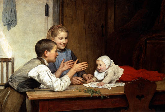 The three brothers and sisters de Albert Anker