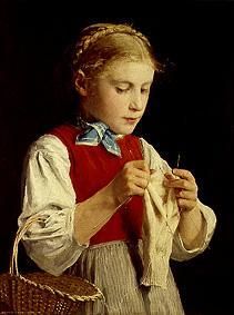 Knitting girl de Albert Anker