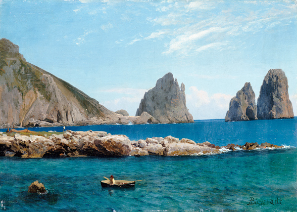 Rowing Off The Rocks. de Albert Bierstadt