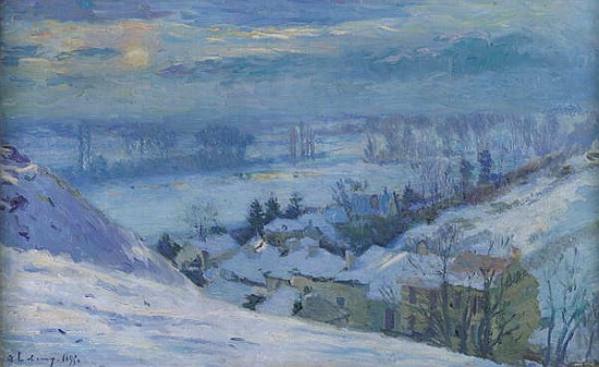 The Village of Herblay under snow de Albert-Charles Lebourg