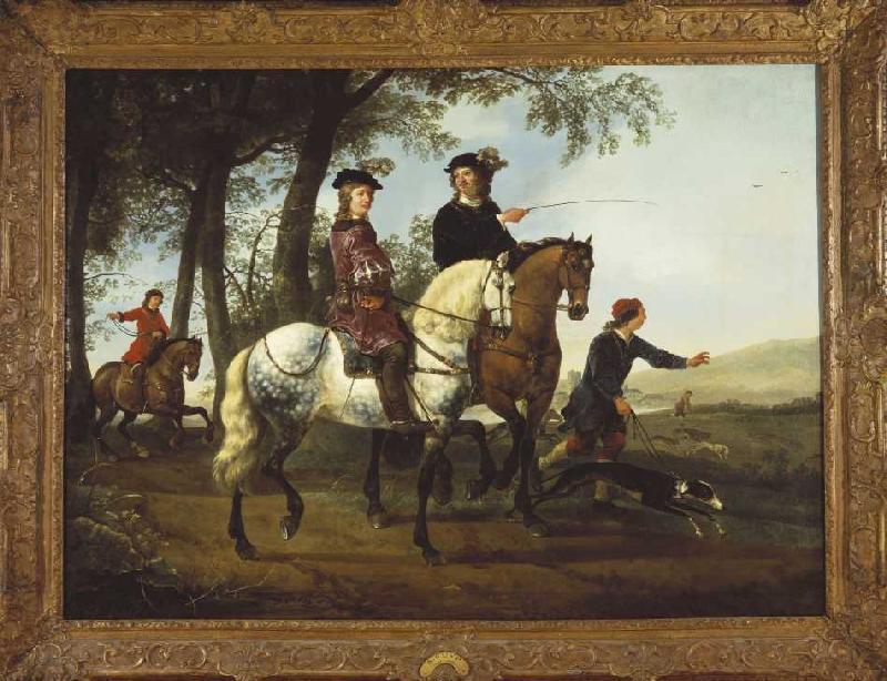 Couple going for a ride for the hunting de Albert Cuyp