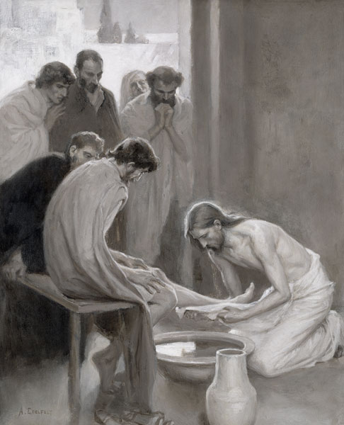 Jesús lavando los pies de sus discípulos de Albert Edelfelt