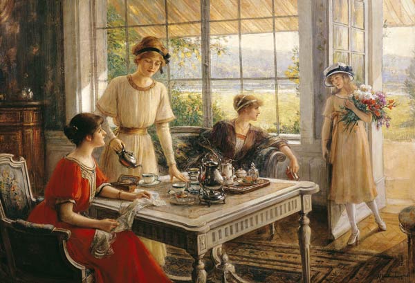 Women Taking Tea de Albert Lynch
